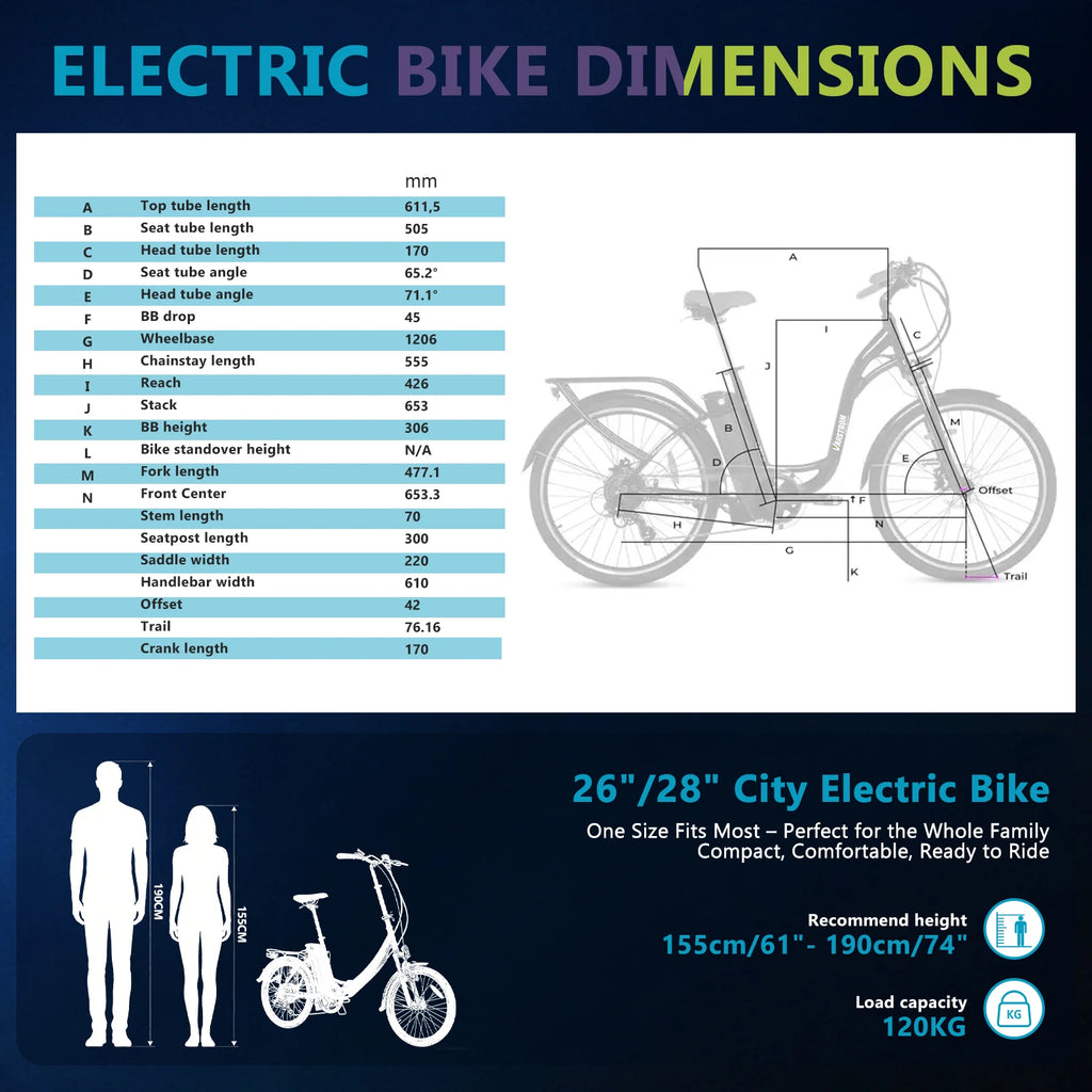 Vélo électrique urbain VARSTROM Silverfish 26"/28"  250W | 36V 16Ah | Autonomie 80 km | Freins hydrauliques | Certifié CE