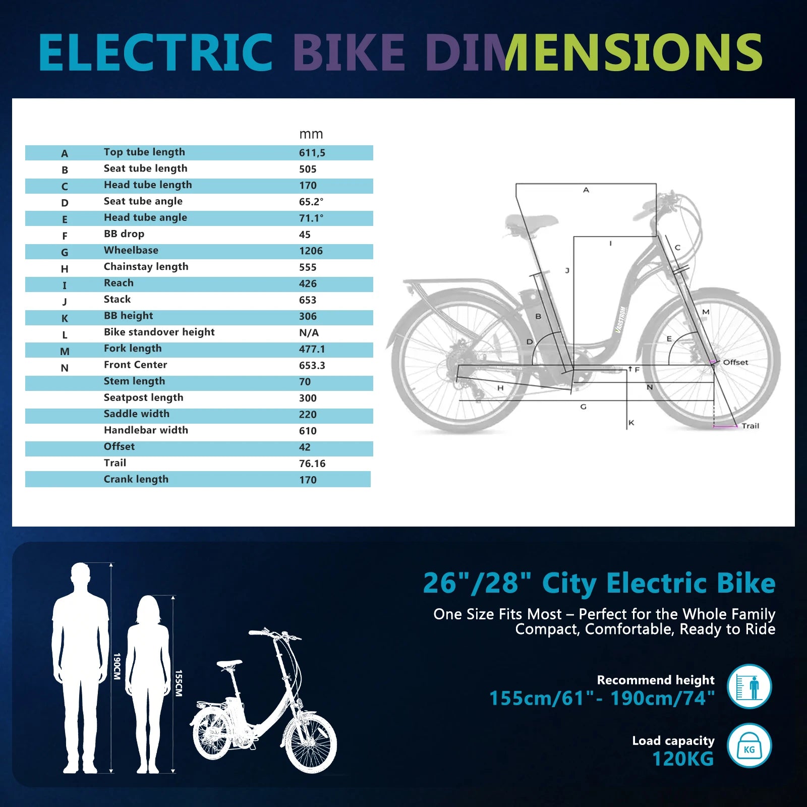 Vélo électrique urbain VARSTROM Silverfish 26"/28"  250W | 36V 16Ah | Autonomie 80 km | Freins hydrauliques | Certifié CE