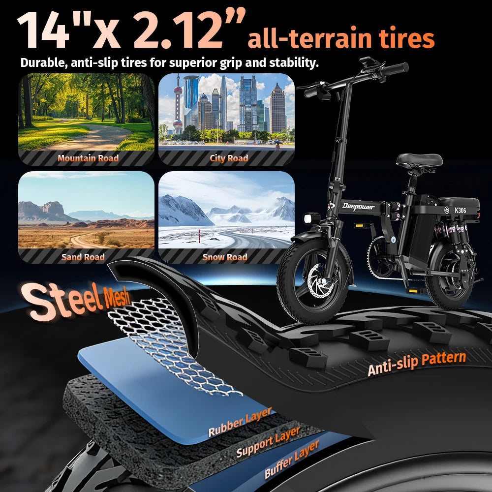 Vélo électrique DEEPOWER K306 14"  250W | 48V 10Ah