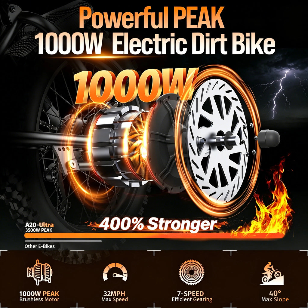 VTT électrique tout-terrain V21 17" | 1000W | 52V 20Ah