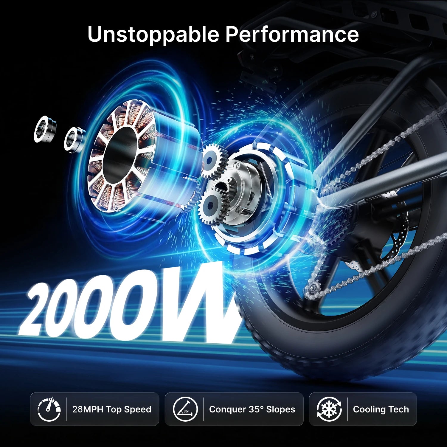VTT électrique DEEPOWER QS7 20"  2000W | 48V jusqu'à 60Ah | Autonomie 240 km