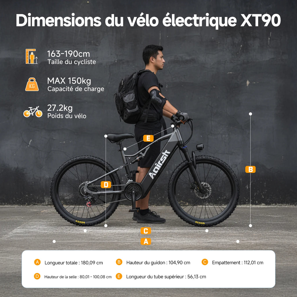 Vélo électrique tout-terrain Aairsk XT90  26" | 250W