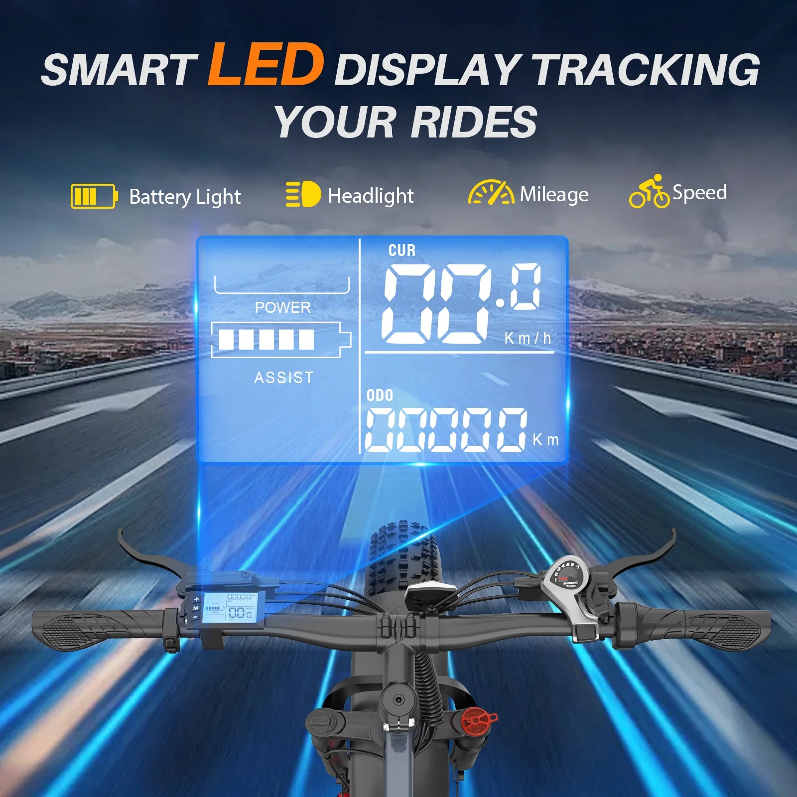 VTT électrique ZAZAWORK CF26 26" Fat Tire  1000W  Autonomie 120 km