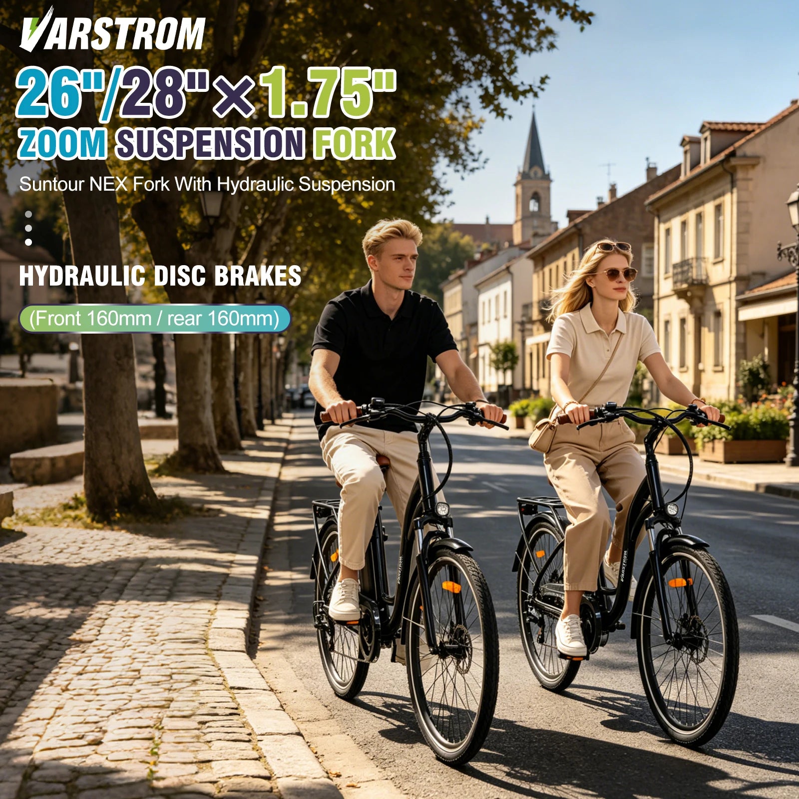Vélo électrique urbain VARSTROM Silverfish 26"/28"  250W | 36V 16Ah | Autonomie 80 km | Freins hydrauliques | Certifié CE