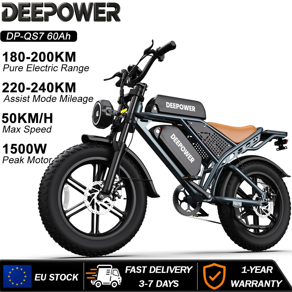 VTT électrique DEEPOWER QS7 20"  2000W | 48V jusqu'à 60Ah | Autonomie 240 km