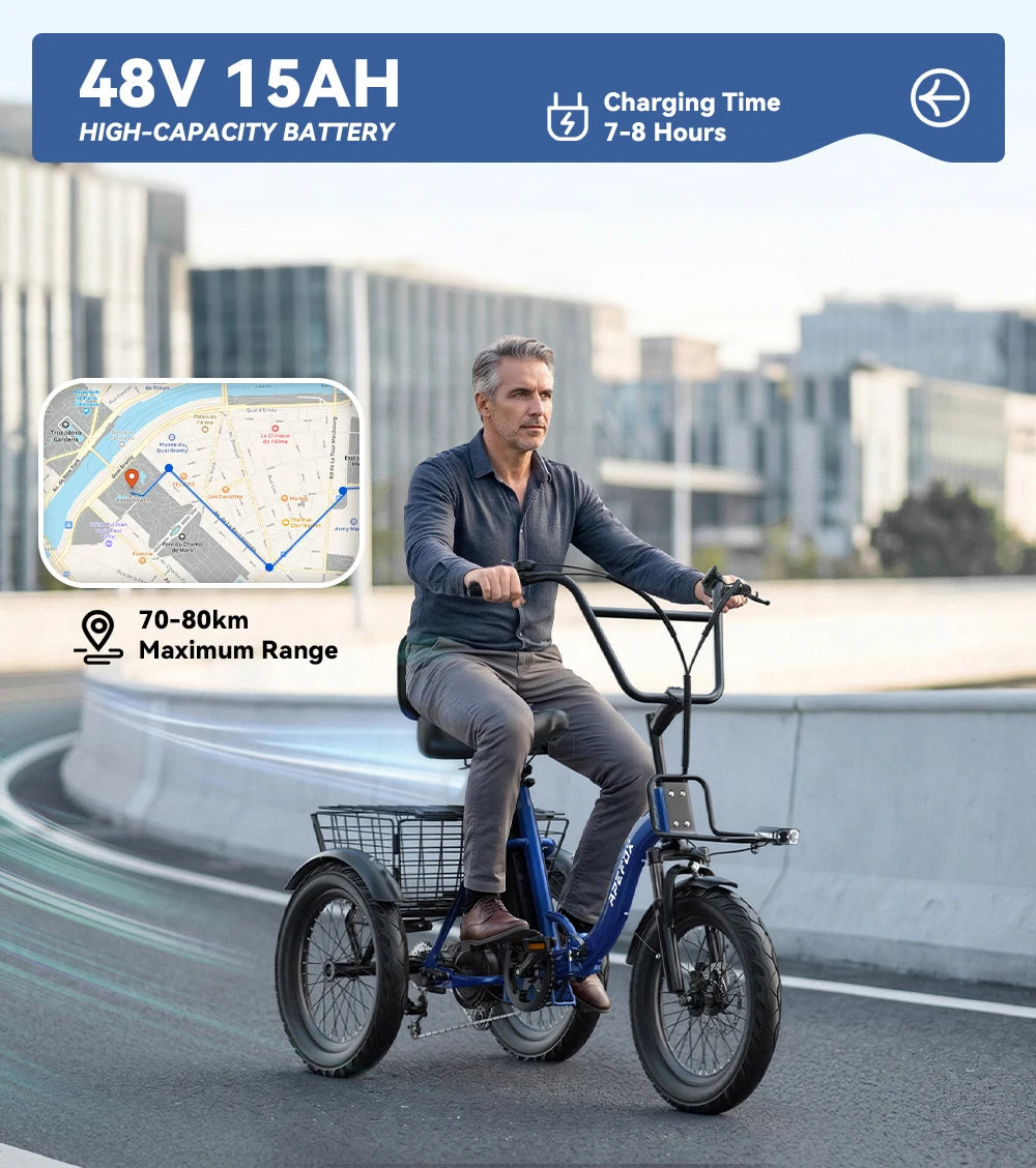 Scooter électrique 3 roues pliant APEFOX RH30 | 500W | 48V 15Ah