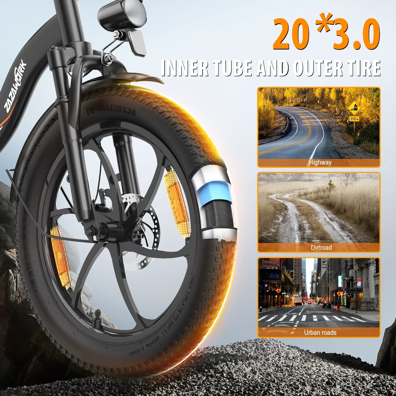 Vélo électrique pliant ZAZAWORK C16 – 20" | 250W | 48V 16Ah