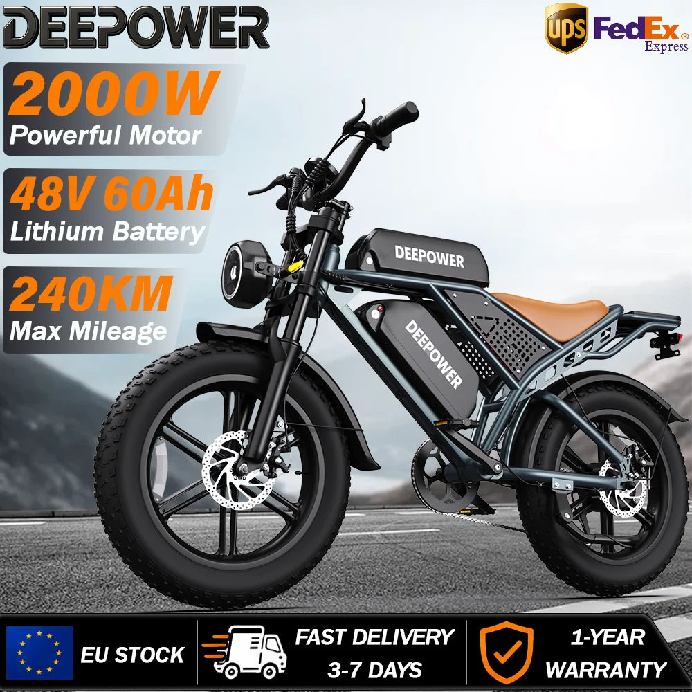 VTT électrique DEEPOWER QS7 20"  2000W | 48V jusqu'à 60Ah | Autonomie 240 km
