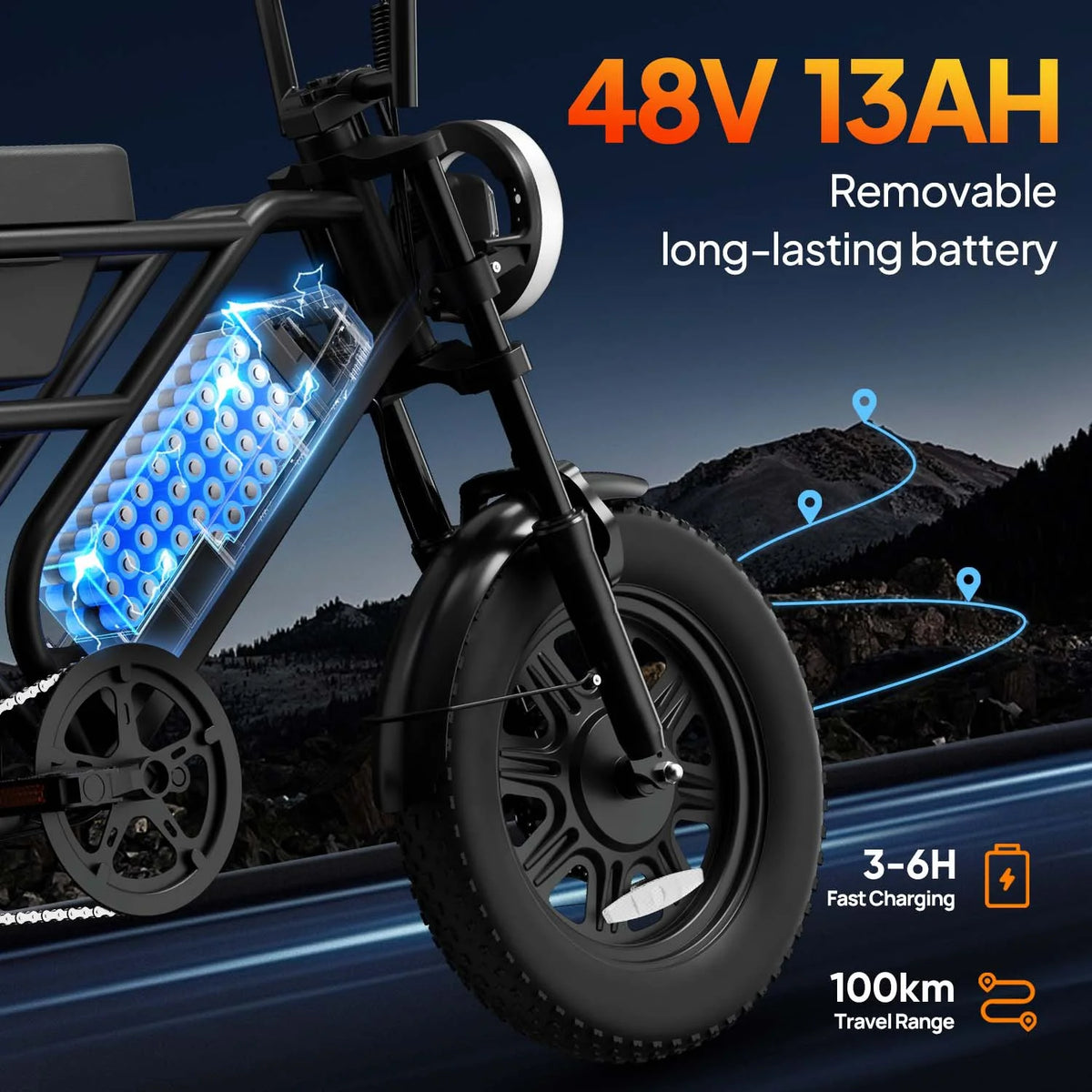 Vélo Électrique Urlife T16 | 48V 13Ah | 252W | Fat Tyre 16" | Jusqu'à 80 km