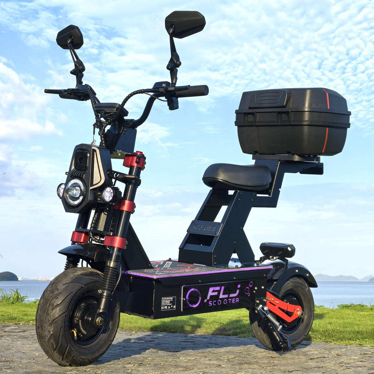 Scooter électrique FLJ K13 Ultra | 72V | Pliable | App & NFC | Jusqu'à 300 km