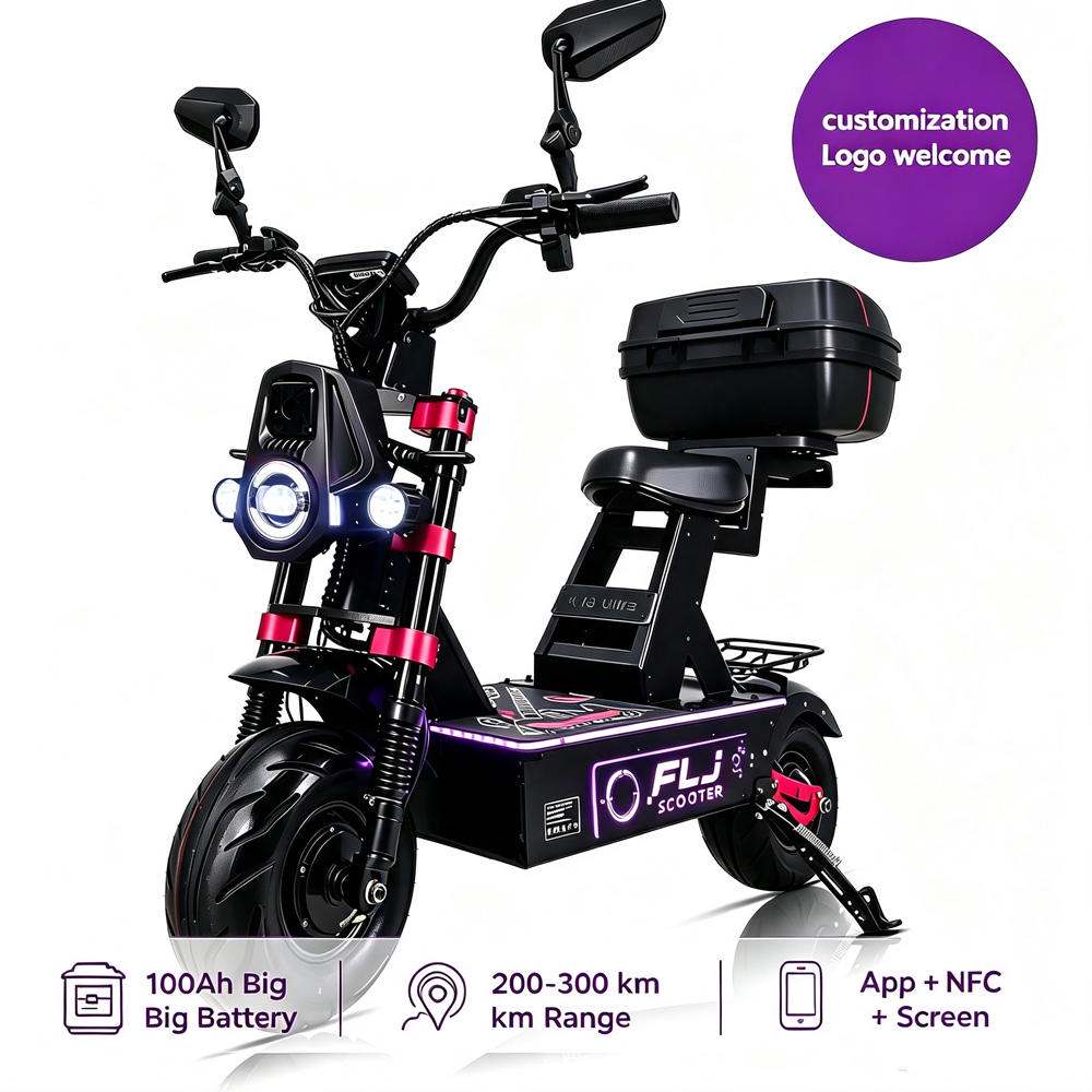 Scooter électrique FLJ K13 Ultra | 72V | Pliable | App & NFC | Jusqu'à 300 km