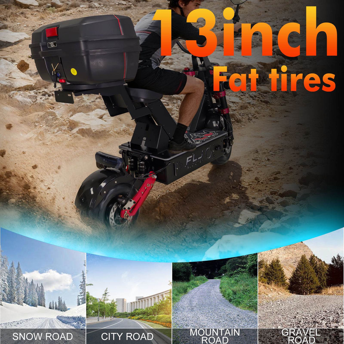 Scooter électrique FLJ K13 Ultra | 72V | Pliable | App & NFC | Jusqu'à 300 km