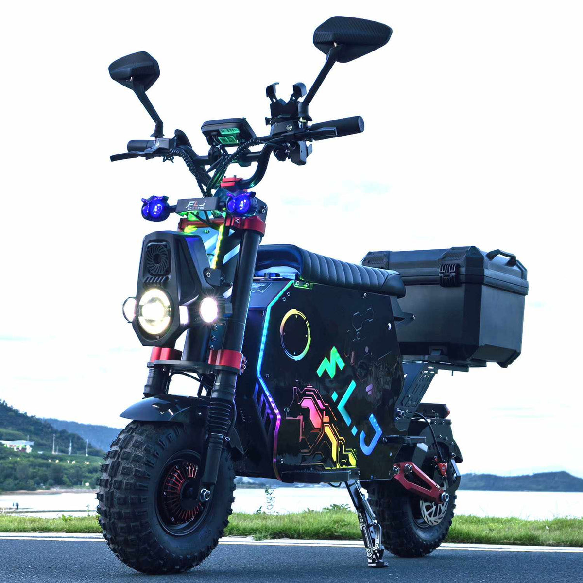 Scooter électrique FLJ F14 | 72V  100Ah  | 12000 W | App & NFC | Jusqu'à 300 km