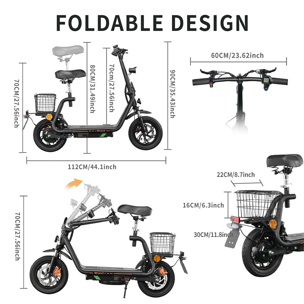 Trottinette électrique IWAFO M5 Pro 12"  500W | 48V 13Ah