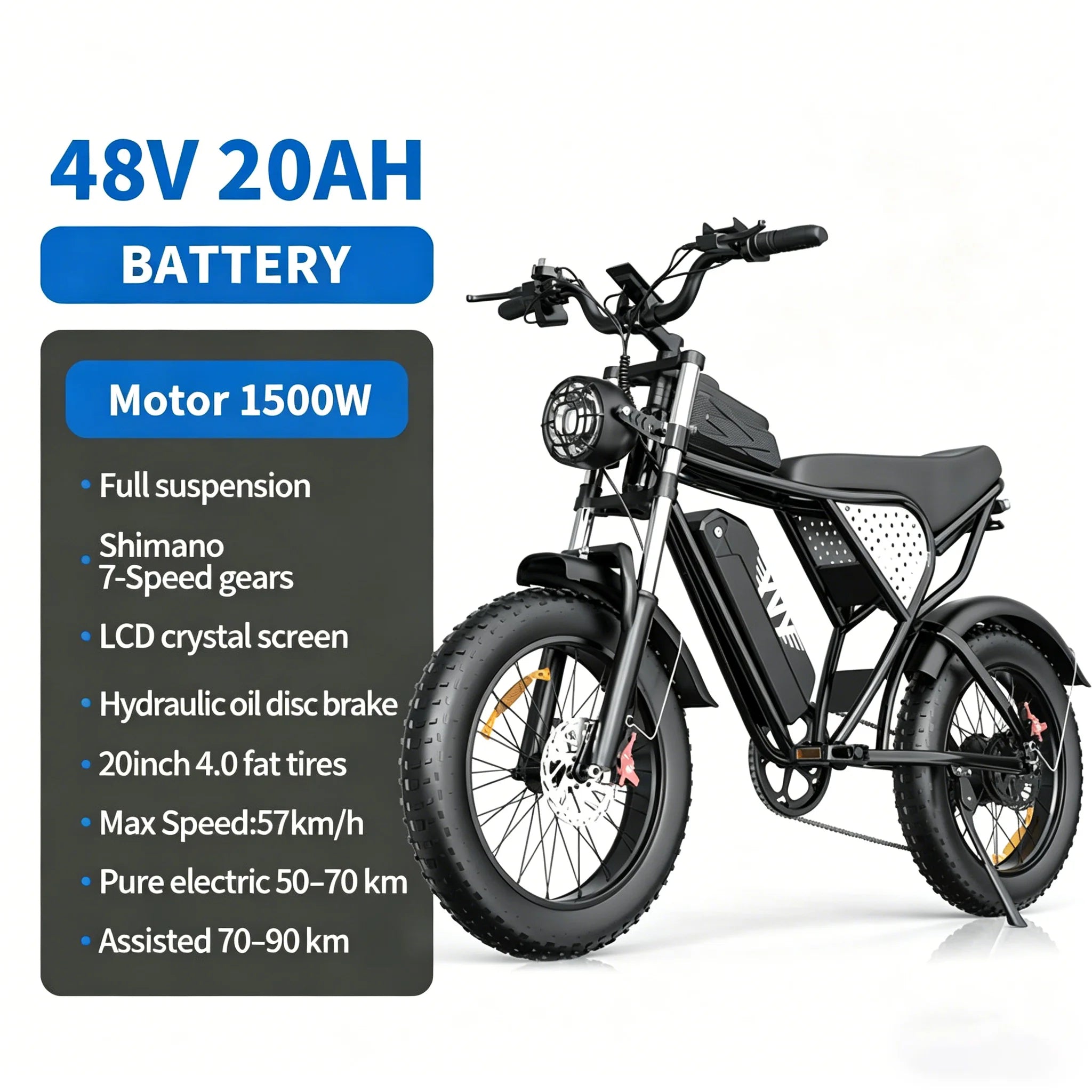 VTT électrique RAYZEPH C20 Max 20"  Double moteur 2000W | 52V 40Ah