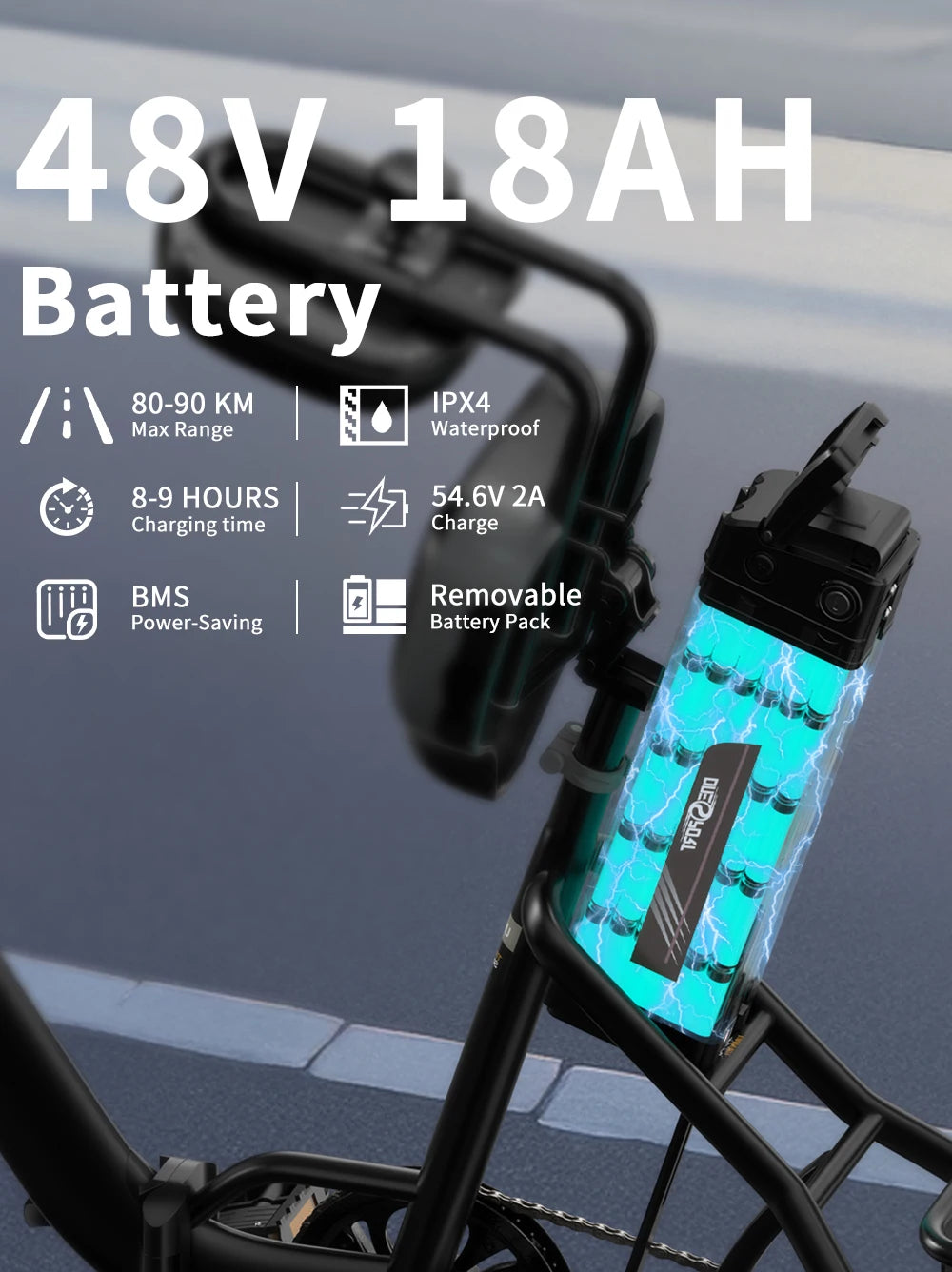 Vélo électrique ONESPORT OT30 PRO 20"  250W | 48V 18Ah | Autonomie 90 km