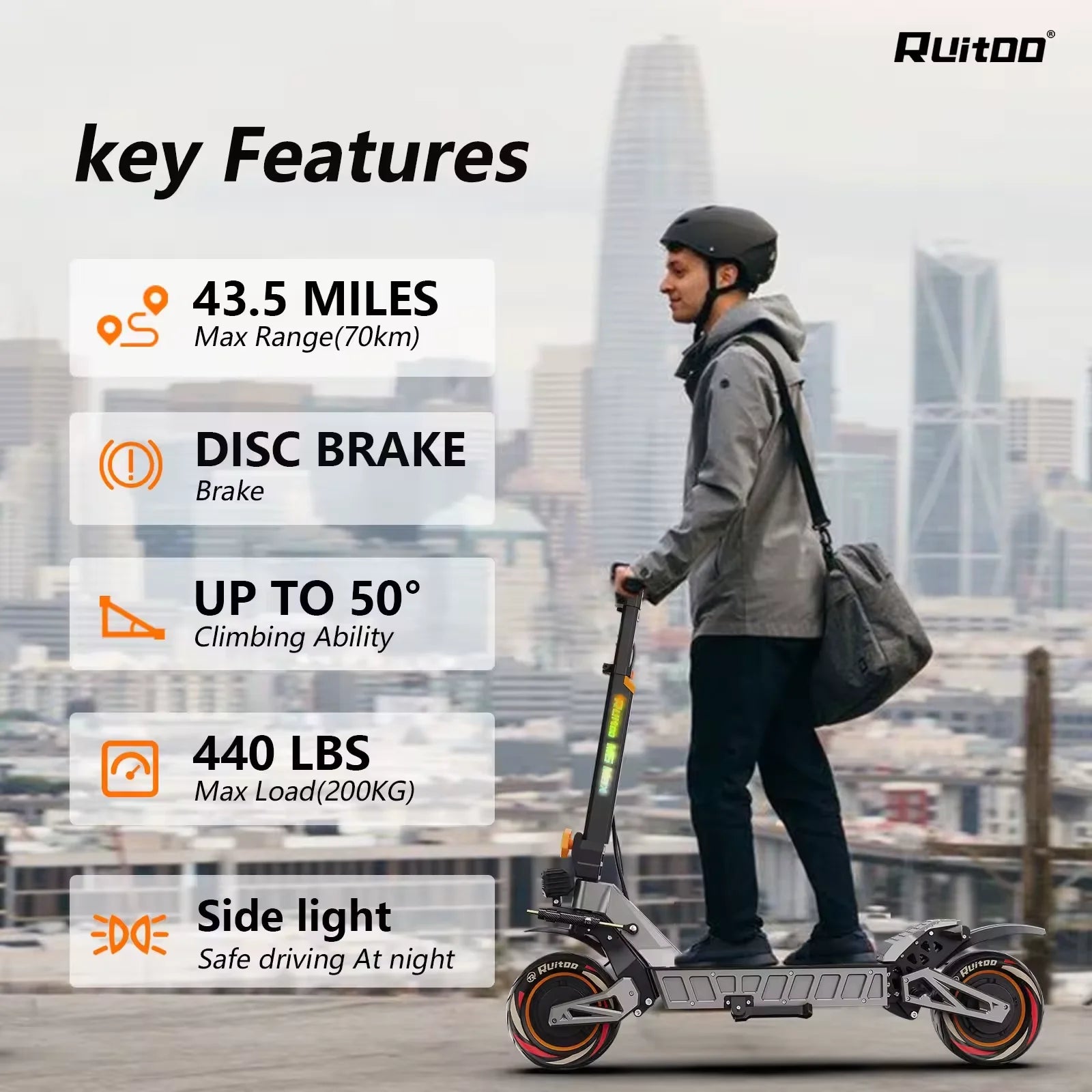 Trottinette Électrique Ruitoo M6 MAX Double Moteur 3000W