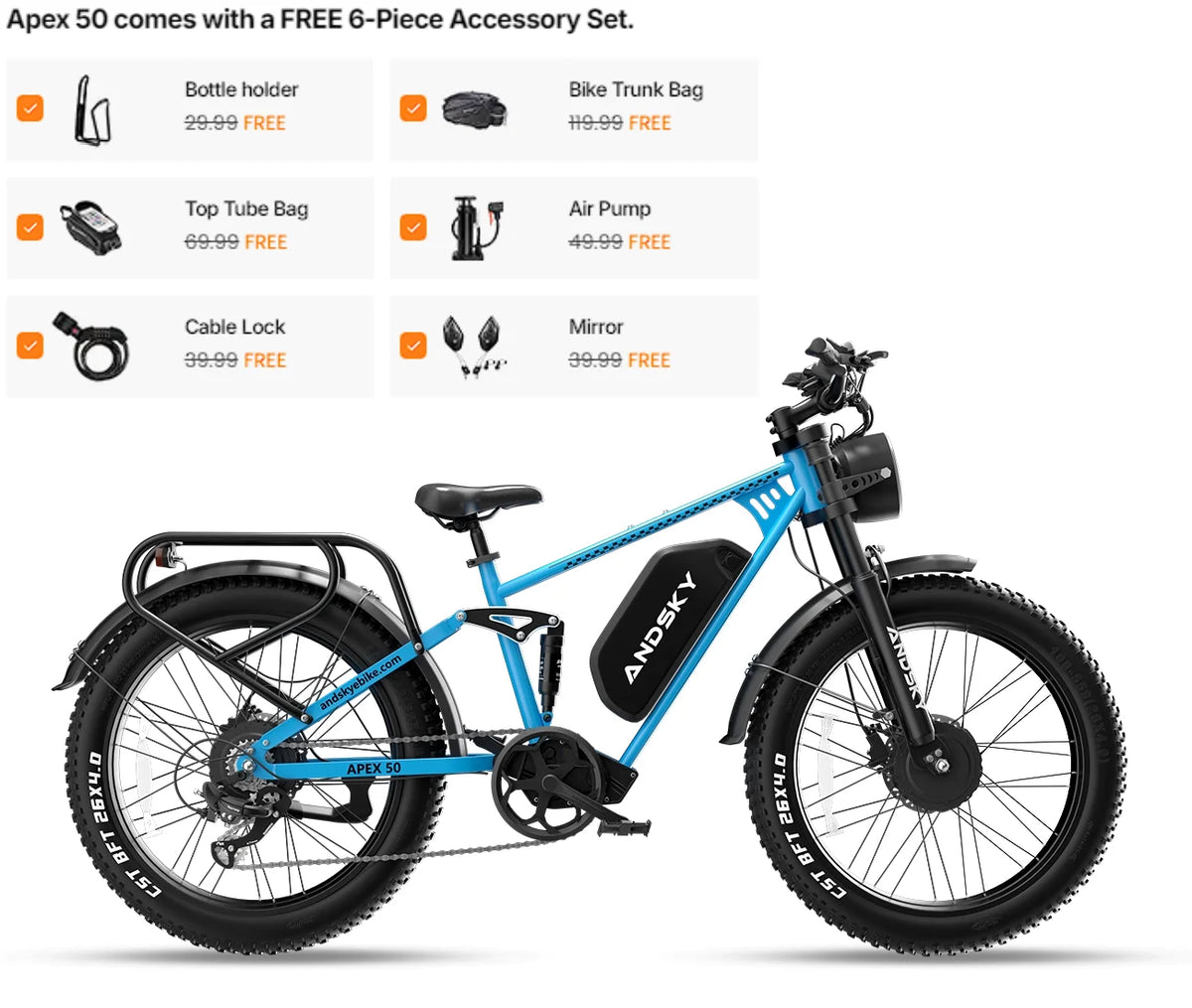 VTT électrique Cysum C01 26" double moteur 3000W 48V 20Ah