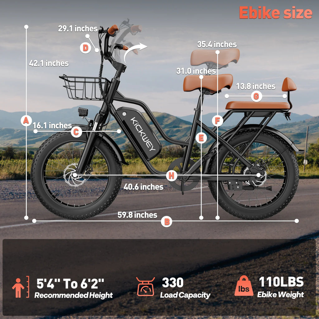 Vélo Électrique KICKWEY LD20  1500W | Double Siège