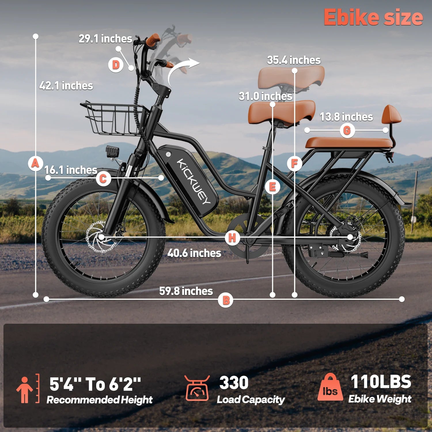 Vélo Électrique KICKWEY LD20  1500W | Double Siège