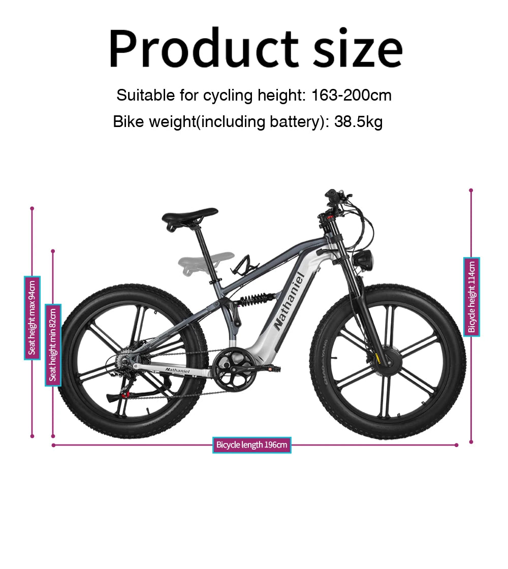 VTT électrique NATHANIEL SYR09 26"  2×1000W | 48V 20Ah Samsung