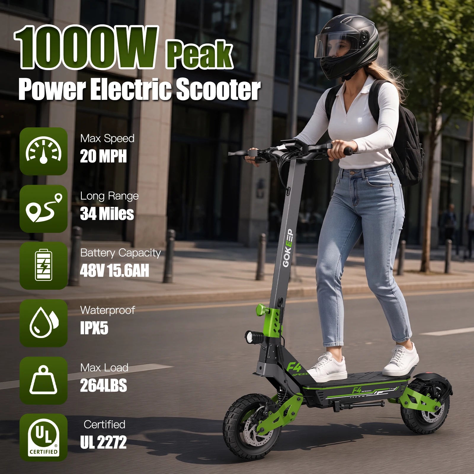 Trottinette électrique GOKEEP F4 10"  1000W