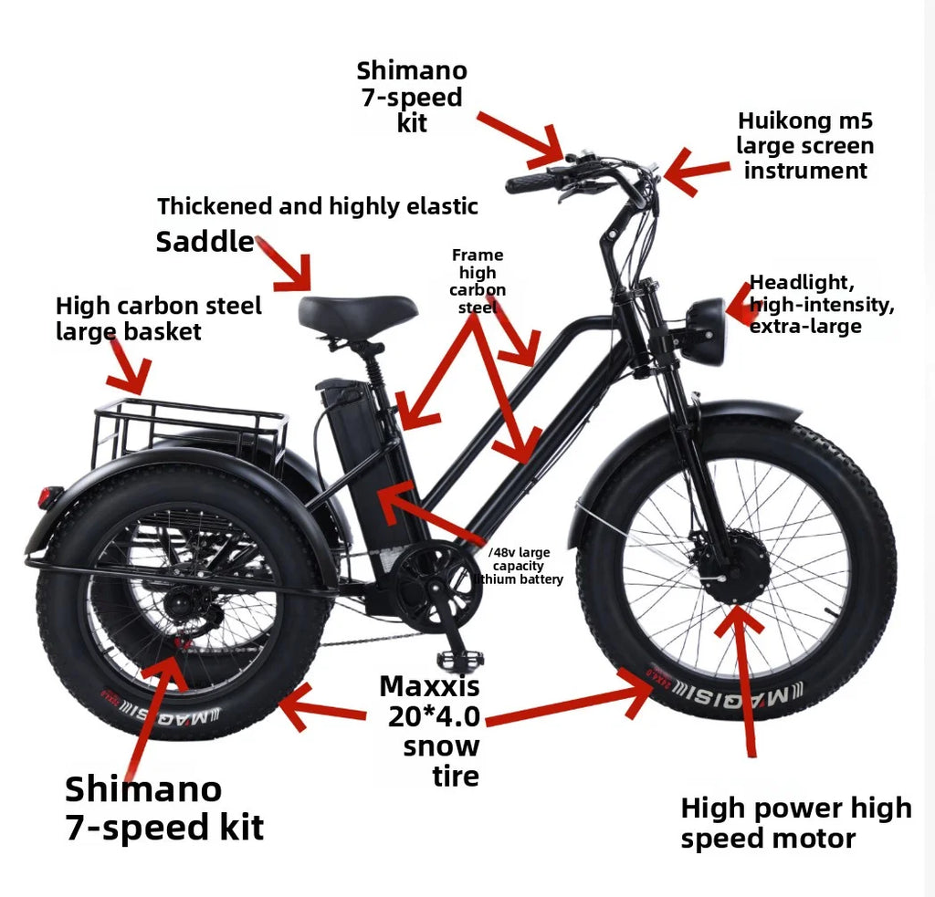 Tricycle Électrique Fat Tire 20" – 500W 48V 20Ah