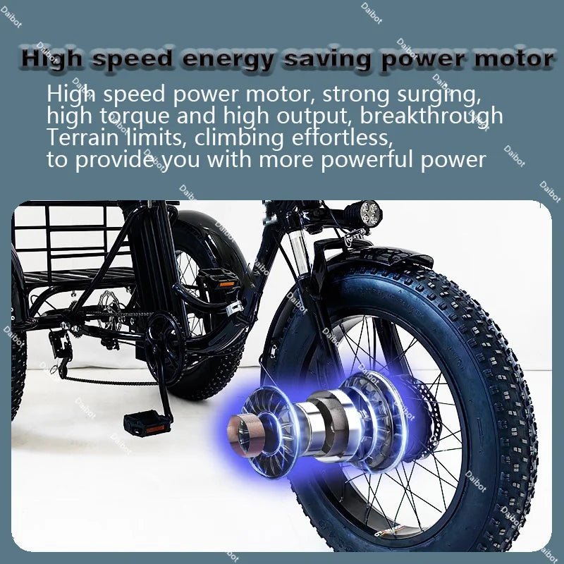 Tricycle Électrique Pliant 3 Roues — Fat Tire 20 pouces  500 W