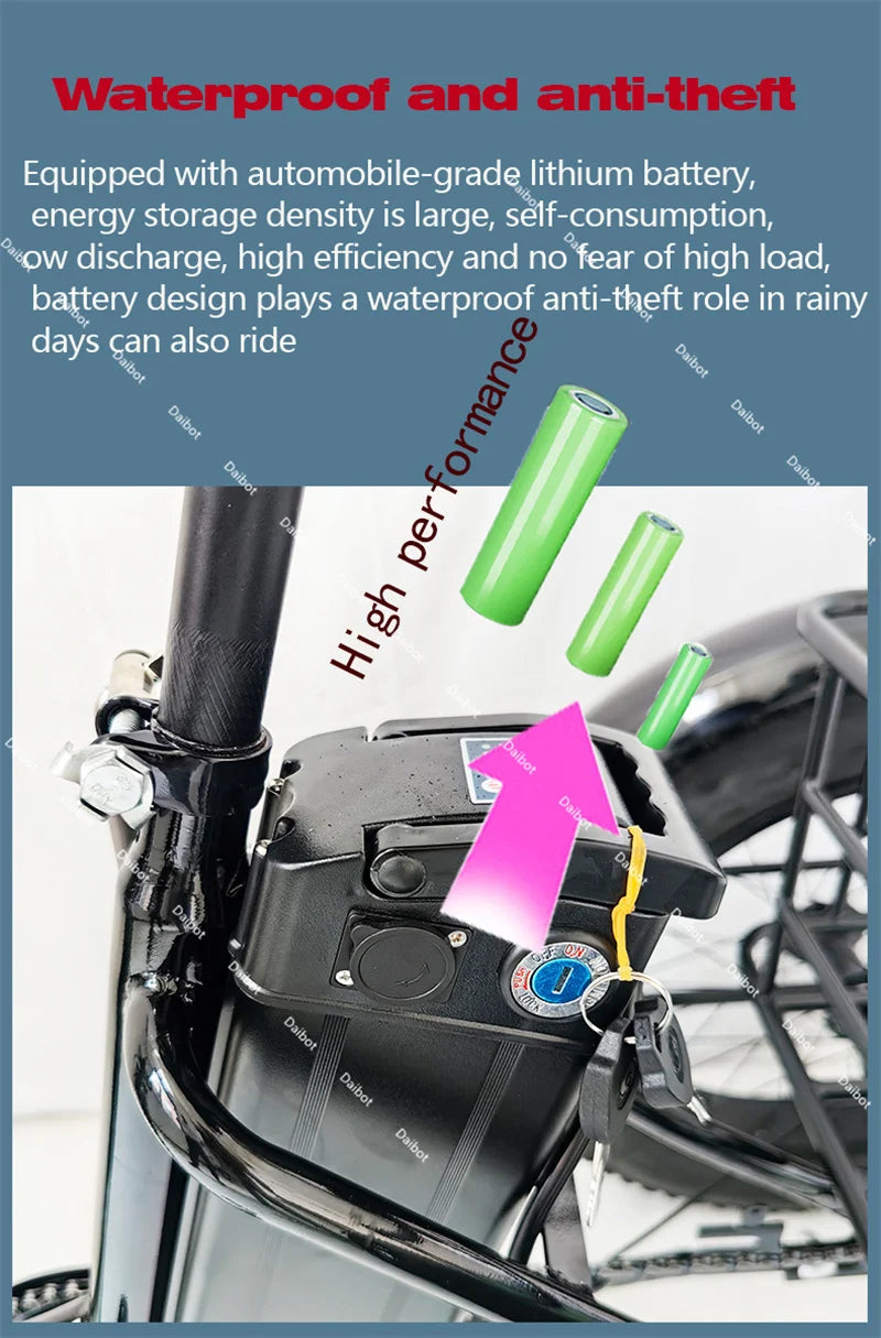 Tricycle Électrique Pliant 3 Roues — Fat Tire 20 pouces  500 W