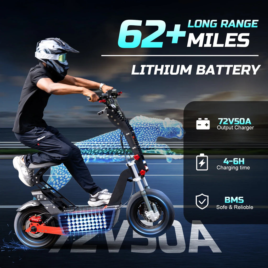 Trottinette Électrique HEZZO F8  72V 8000W | 16 Pouces | 100-120 km d'Autonomie
