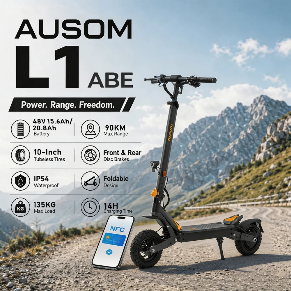 Trottinette électrique AUSOM L1 ABE 10"  500W | 48V  20.8Ah