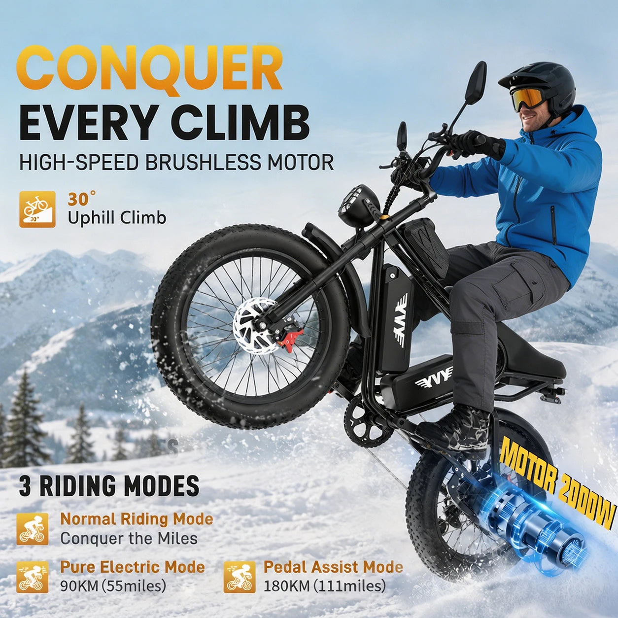 VTT électrique RAYZEPH C20 Max 20"  Double moteur 2000W | 52V 40Ah