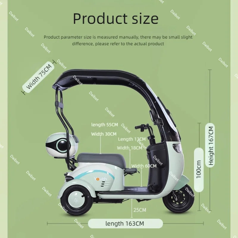 Tricycle Électrique Daibot 1000W | 60V 22Ah