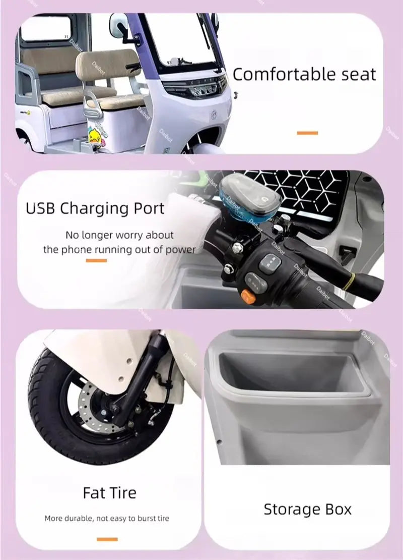 Tricycle Électrique Daibot 800W | 60V 20Ah