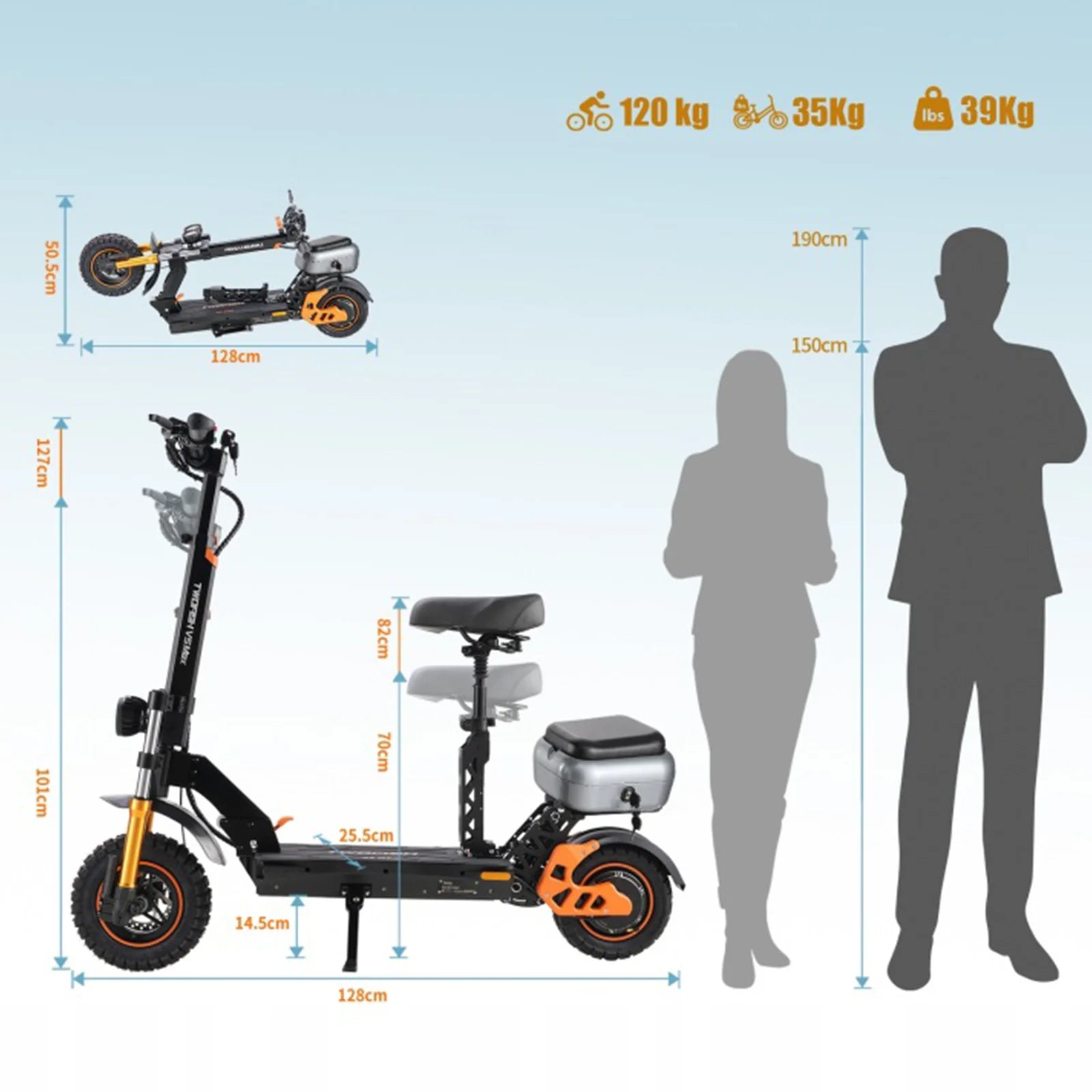 Trottinette électrique IWAFO V5 Max | 1200W | 48V 18Ah