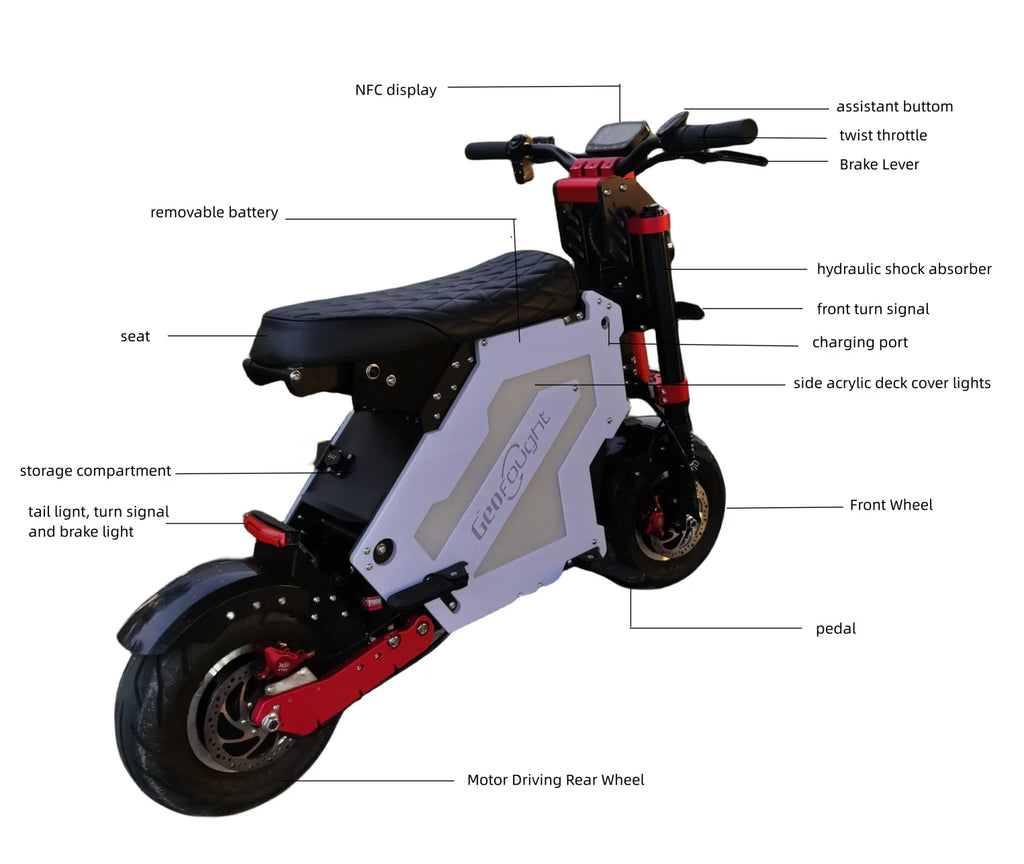 Scooter électrique  GEOFOUGHT Molo 5  | 5000W à 1500W 72V | Jusqu’à 180 km