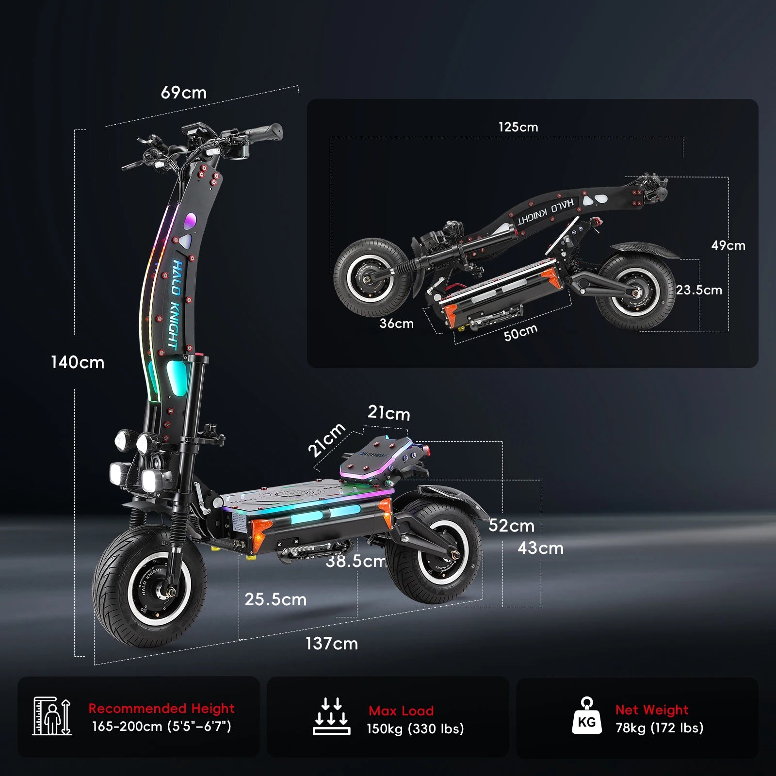 Trottinette Électrique Halo Knight T107 Max  72V 8000W