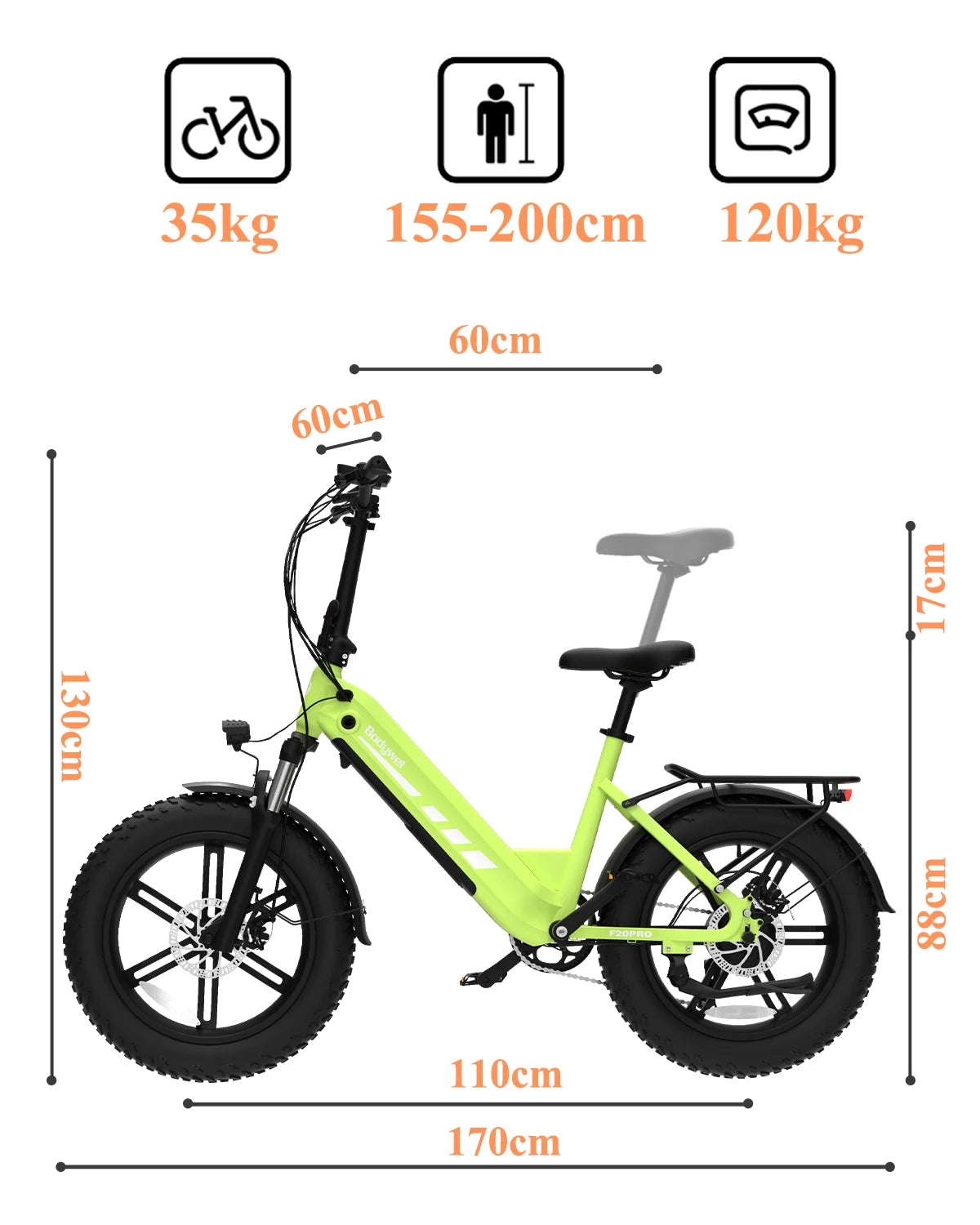 Vélo électrique BODYWEL F20 Pro 20" | 250W | 48V 20Ah