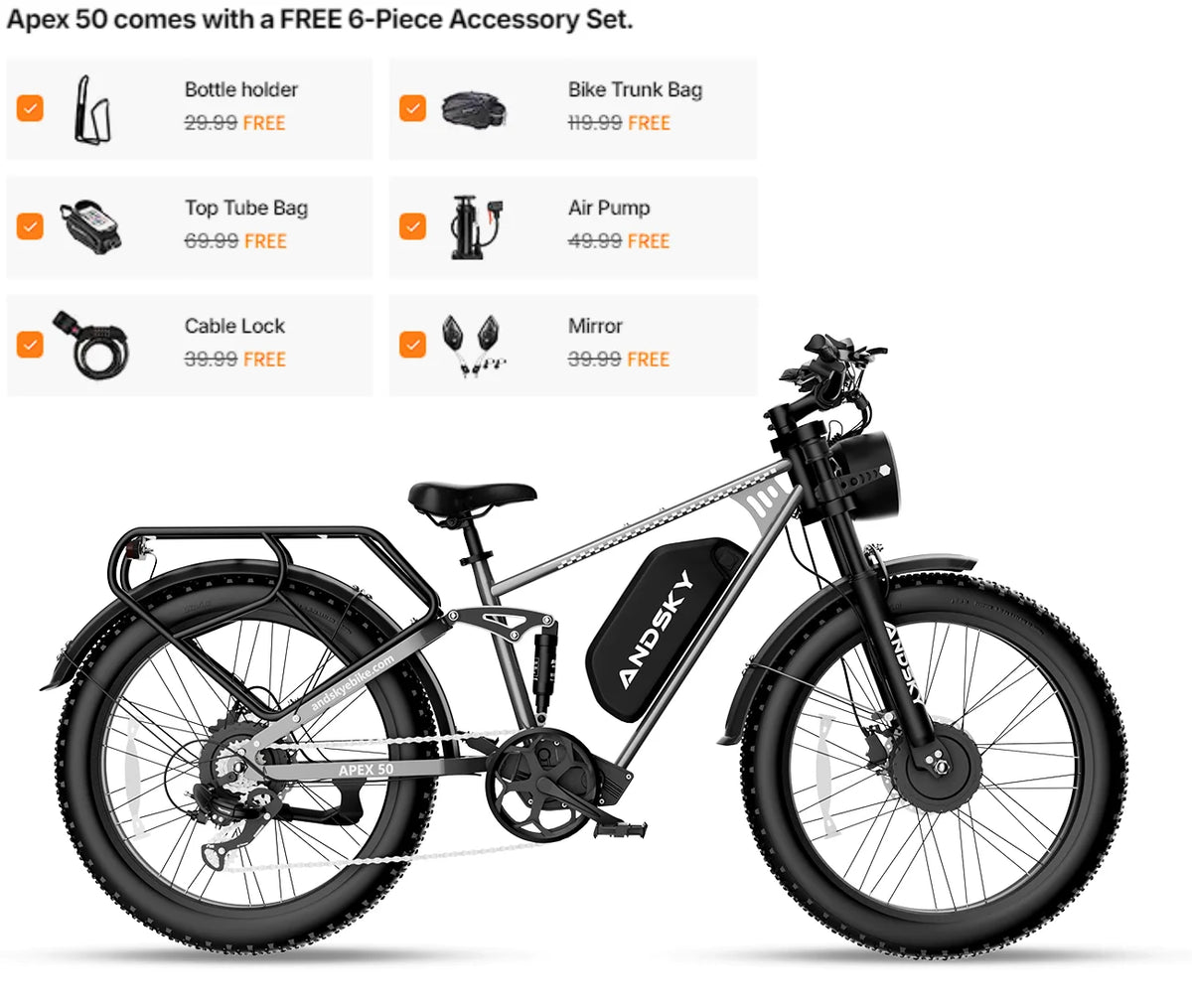 VTT électrique Cysum C01 26" double moteur 3000W 48V 20Ah
