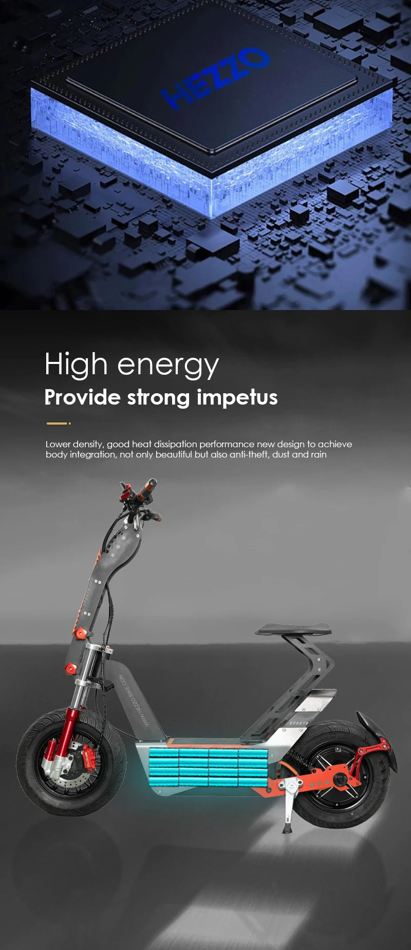 Trottinette Électrique HEZZO F8  72V 8000W | 16 Pouces | 100-120 km d'Autonomie