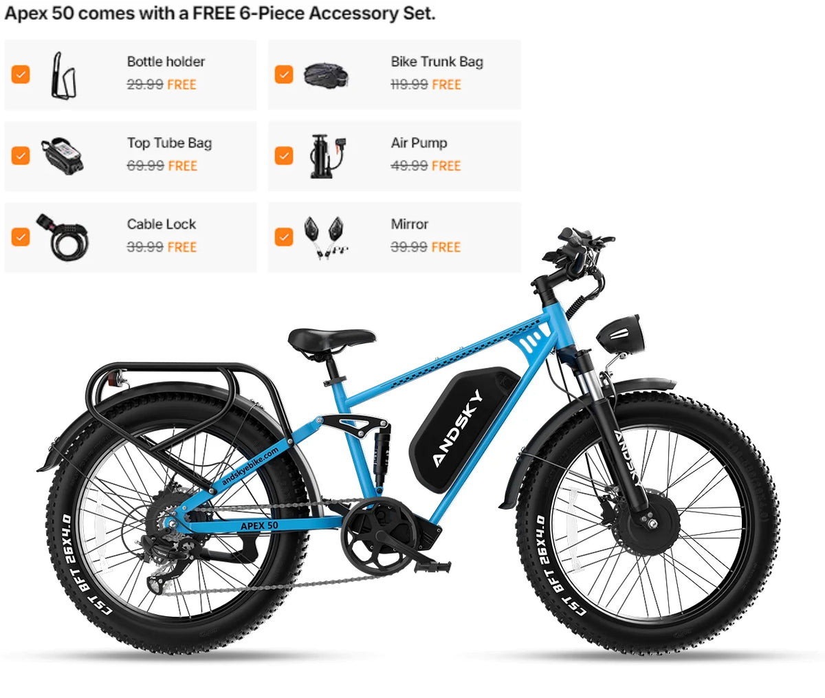 VTT électrique Cysum C01 26" double moteur 3000W 48V 20Ah
